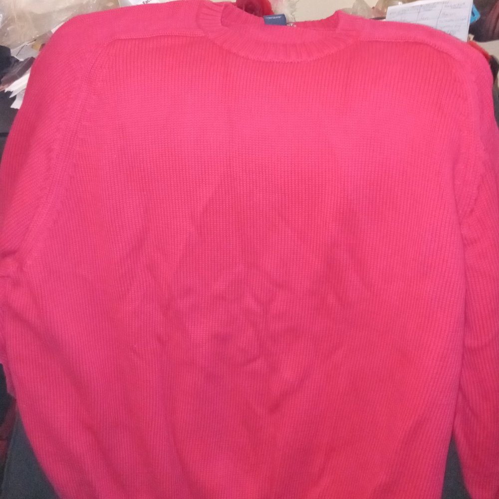 3/$50  Lands End Wm Plus 3X 24W -26W Red Sweater Long Sleeved Heavy, 100% Cotton